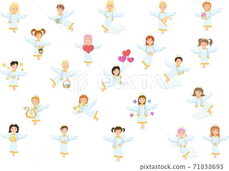 Cute ngels silhouettes set on the white background 71838693