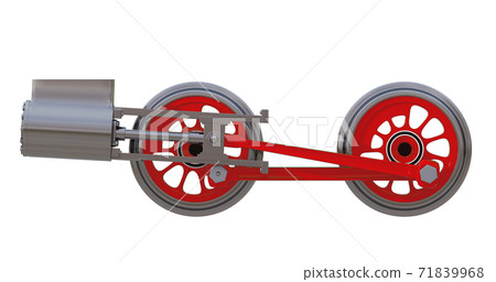 The wheels of the locomotive. 3D render The wheels of the locomotive. 3D render 71839968