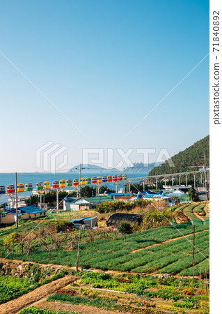 View of Cheongsapo village and blue ocean in Busan, Korea View of Cheongsapo village and blue ocean in Busan, Korea 71840892