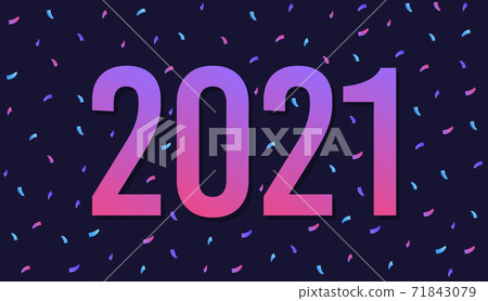 Happy New Year 2021. Colorful numbers with confetti. 71843079