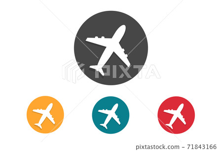 Plane icon. Flight transport symbol. Colored circle buttons with flat web icon. Vector. 71843166
