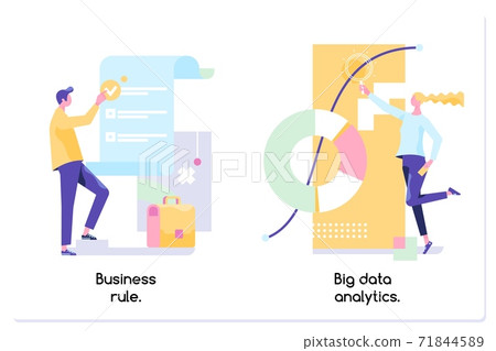 Business rule, big data analytics, application software, data management. Vector illustration 71844589