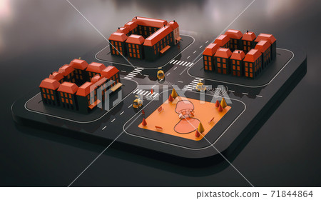 Sel-driving cars - 3D Illustration Sel-driving cars - 3D Illustration 71844864