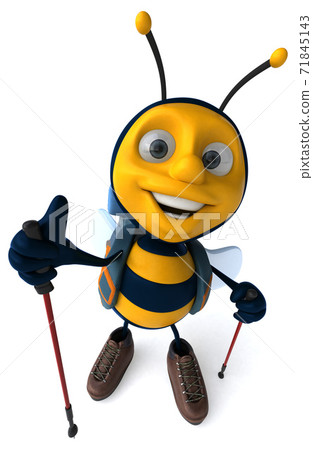 Fun backpacker bee - 3D Illustration - Stock Illustration [71845143 ...