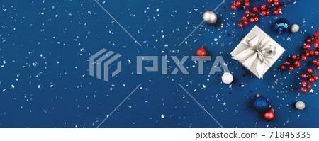 Christmas background of gift box and decorations. Christmas background of gift box and decorations. 71845335