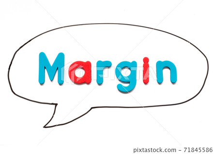 Alphabet letter with word margin in black line hand drawing as bubble speech on white board background Alphabet letter with word margin in black line hand drawing as bubble speech on white board background 71845586