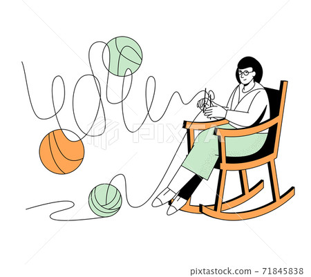 Grandmother knitting - modern flat design style illustration 71845838