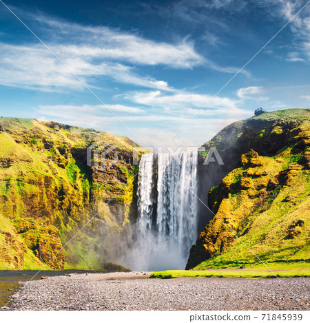 Famous Skogafoss waterfall on Skoga river 71845939