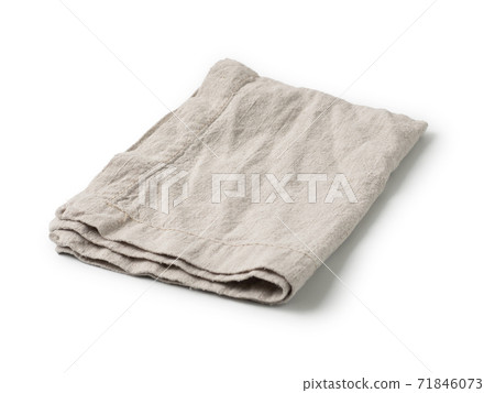 Gray linen napkin isolated on white 71846073