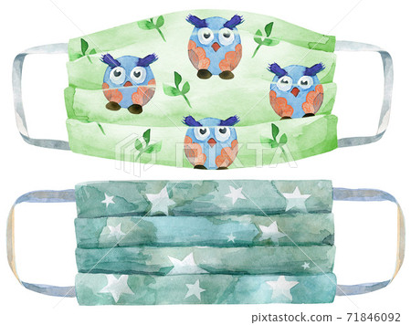 Set of medical protective masks on white background, Prevent Coronavirus, protection factor for virus. 71846092