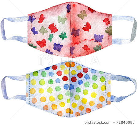 Set of medical protective masks on white background, Prevent Coronavirus, protection factor for virus. 71846093