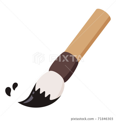 畫筆和跳躍墨水的插圖 71846303