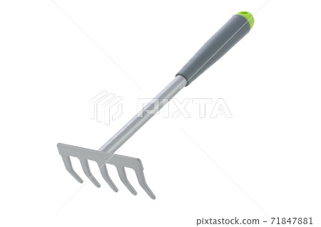 Long handle garden hand rake isolated on white with clipping path 71847881