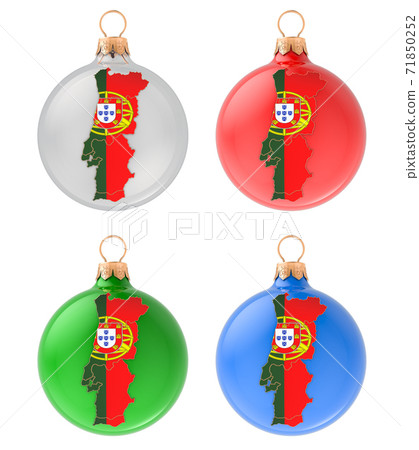 Christmas balls with Portuguese map, 3D rendering Christmas balls with Portuguese map, 3D rendering 71850252