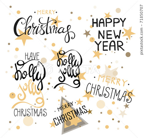 Merry Christmas Lettering Design  71850707