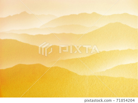 New Year's card background illustration of mountains floating in the sea of clouds made of gold leaf 71854204
