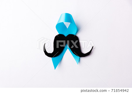 Black mustache paper and light blue ribbon Black mustache paper and light blue ribbon 71854942