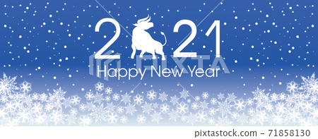 2021 Happy New Year card template. Design patern snowflakes white. 2021 Happy New Year card template. Design patern snowflakes white. 71858130