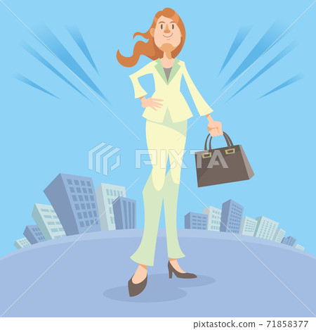 站立在都市大廈區域的一個微笑的女商人。成功,希望和信心的形象。 站立在都市大廈區域的一個微笑的女商人。成功,希望和信心的形象。 71858377