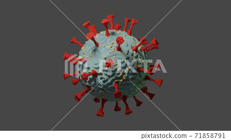 COVID-19 Coronavirus 3d render 2019-nCov. SARS-CoV-2. isolated on dark background 71858791