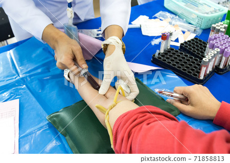 doctor injection needle on arm to collect blood for test the health selective focus syringe doctor injection needle on arm to collect blood for test the health selective focus syringe 71858813