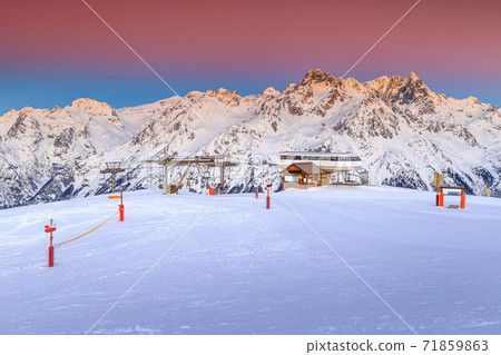 Cable car station and signboard,Alpe d Huez,France,Europe 71859863
