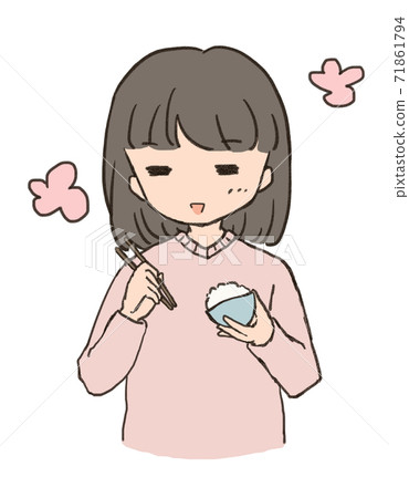 A woman who eats rice is delicious 71861794