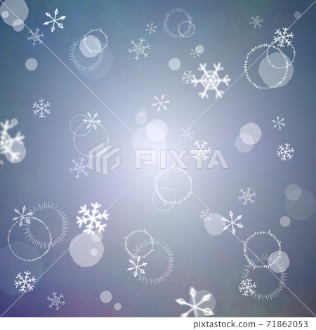雪晶和深藍色背景，層次淺，發光 71862053