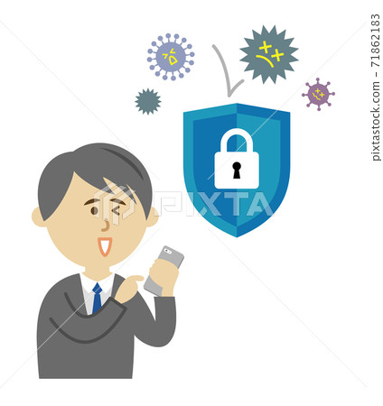 Illustration image of a smartphone protected by security 71862183