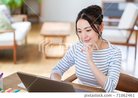 Young woman during telework Young woman during telework 71862461