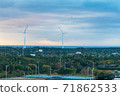 Evening view and wind power generation 71862533