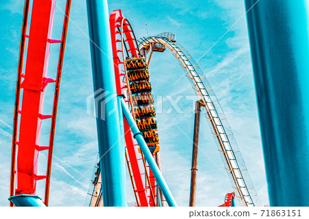 Roller Coaster in funny amusement park Roller Coaster in funny amusement park 71863151