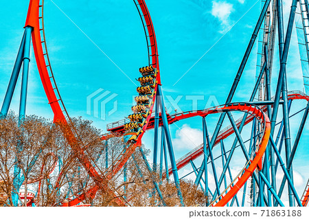 Roller Coaster in funny amusement park Roller Coaster in funny amusement park 71863188