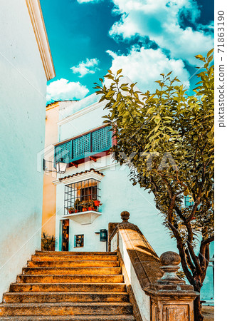 Typical landscapes and authentic Catalan cozy streets in cities of  Spain.Catalonia. 71863190