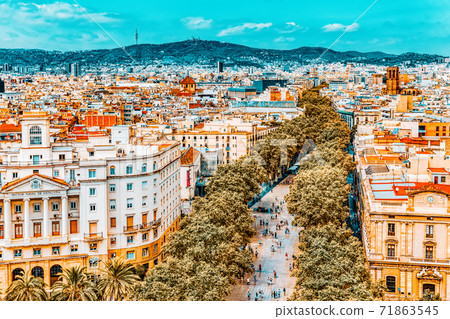 Panorama on Barcelona city from Columbus monument.Barcelona. Spain. Panorama on Barcelona city from Columbus monument.Barcelona. Spain. 71863545