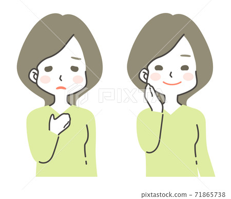 [Trouble / Solution] Before and after image illustration of young women 71865738