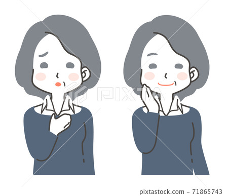 [Trouble / Solution] Before-after image illustration of middle-aged women 71865743
