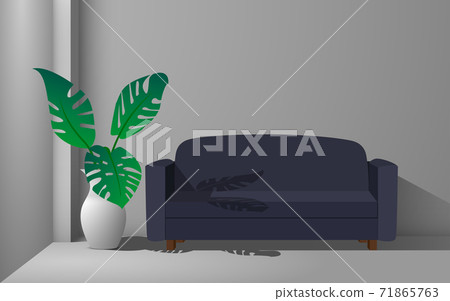 dark blue sofa with plant in white vase in the white room dark blue sofa with plant in white vase in the white room 71865763