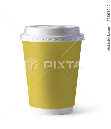 yellow plastic coffee cup 71865942