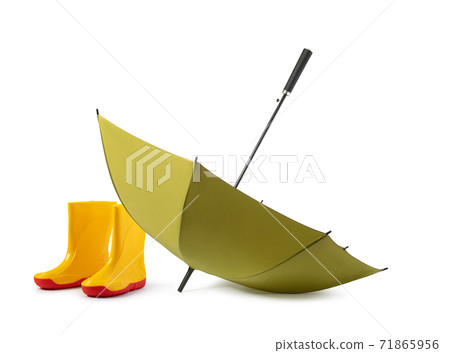 green umbrella and gumboots green umbrella and gumboots 71865956