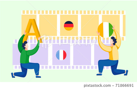 Translation service concept. Multilanguage dictionary. Students study foreign languages 71866691