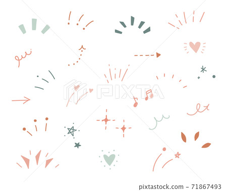 Hand-painted notice line, attention mark set / point / concentration / surprise / decoration / decoration / graffiti / heart / star / arrow 71867493