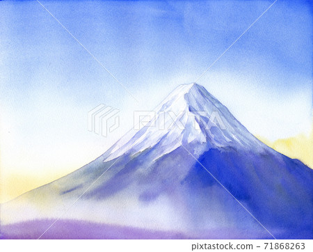 An image of Mt. Fuji wrapped in the morning mist. Watercolor illustration. An image of Mt. Fuji wrapped in the morning mist. Watercolor illustration. 71868263