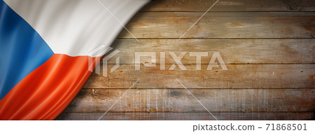 Czech flag on vintage wood wall banner Czech flag on vintage wood wall banner 71868501
