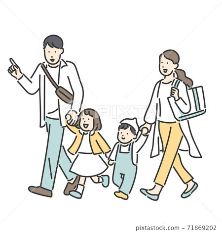 Illustration material of a family walking hand in hand Illustration material of a family walking hand in hand 71869202