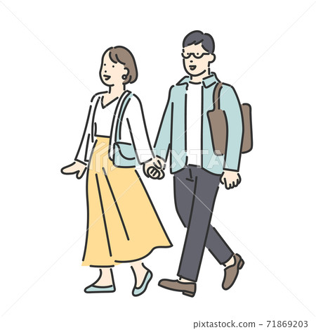 Illustration material of couples walking hand in hand 71869203