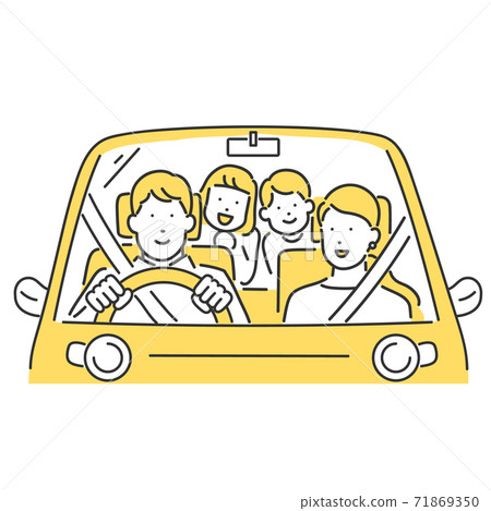 家庭，開車出門的家庭插圖素材 71869350