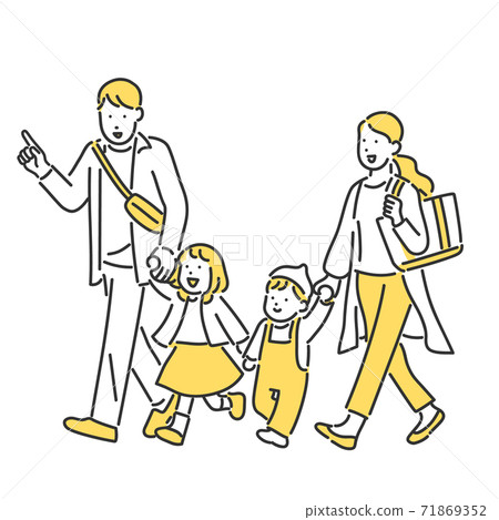 Illustration material of a family walking hand in hand Illustration material of a family walking hand in hand 71869352