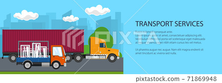 Trucks drive on the road banner 71869948