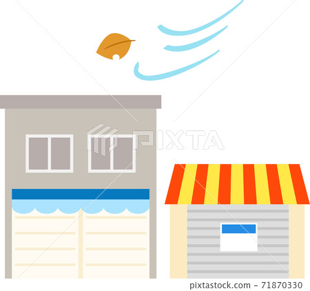 商店與百葉窗和枯樹 71870330